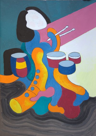 Mała perkusistka, 2009 (olej na płótnie) autorstwa Jan Groneberg