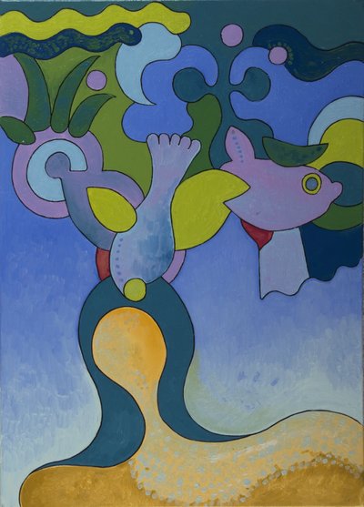 Mała Syrenka w zanieczyszczonych wodach, 2007 (olej na płótnie) autorstwa Jan Groneberg