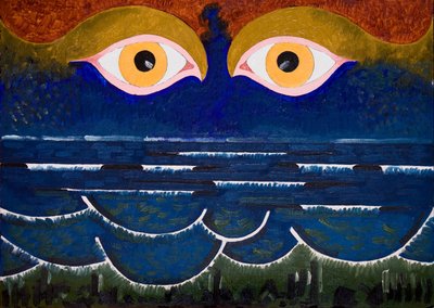 Morze kontemplujące morze, 2006 (olej na drewnie) autorstwa Jan Groneberg