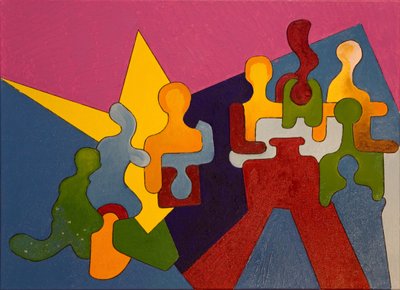 Dwie zamożne rodziny w konflikcie, 2007 (olej na płótnie) autorstwa Jan Groneberg