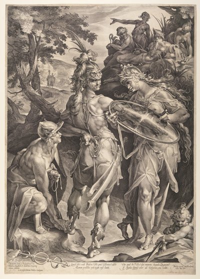 Minerwa uzbraja Perseusza autorstwa Jan Harmensz. Muller