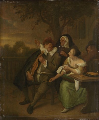 Człowiek ze skrzypcami w złym towarzystwie autorstwa Jan Havicksz. Steen (copy after)