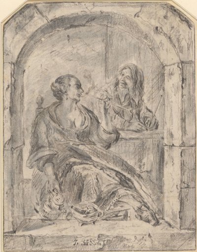 Kobieta paląca fajkę i mężczyzna z dwiema fajkami autorstwa Jan Havicksz. Steen (possibly)