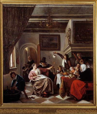 Jak śpiewają starzy, maluchy tweetują Obraz Jana Steena (1626-1679) 1663 nd. 0,94x0,81 m Montpellier, Musee Fabre autorstwa Jan Havicksz. Steen