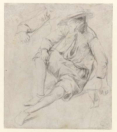 Studium siedzącego mężczyzny palącego fajkę autorstwa Jan Havicksz. Steen