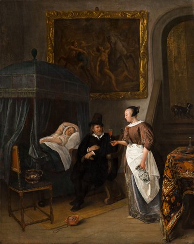 Wizyta Doktora, ok. 1665-8 autorstwa Jan Havicksz. Steen