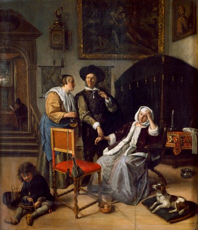 Wizyta lekarska (olej na desce dębowej) autorstwa Jan Havicksz. Steen