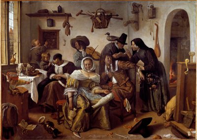 Świat stoi do góry nogami lub złe uczynki pożądania. (Malarstwo) autorstwa Jan Havicksz. Steen