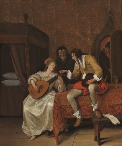 Ascagnes i Lucelle, Lekcja muzyki, 1667 autorstwa Jan Havickszoon Steen
