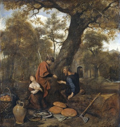 Erysichthon sprzedaje swoją córkę Mestrę, 1660 autorstwa Jan Havickszoon Steen