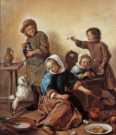Posiłek dla dzieci, ok. 1665 r. autorstwa Jan Havickszoon Steen
