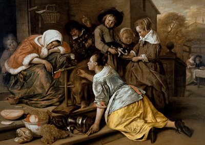 Skutki nieumiarkowania, ok. 1663-65 autorstwa Jan Havickszoon Steen