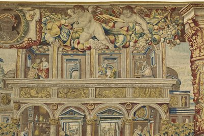 Fragment pałacu i anioła muzyka z Vertumnus i Pomony, ok. 1630 autorstwa Jan II Raes