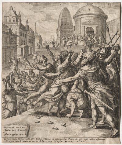 Aresztowanie św. Pawła, 1581 r. autorstwa Jan I Sadeler