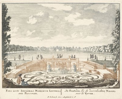 Fontanna i duży staw w ogrodach pałacu Het Loo, 1694-97 autorstwa Jan I van Call