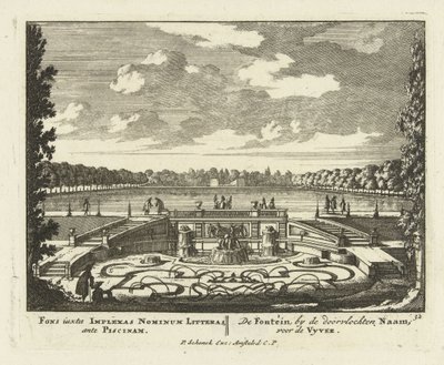 Fontanna nad dużym stawem w ogrodach Paleis Het Loo, 1695-1705 autorstwa Jan I van Call