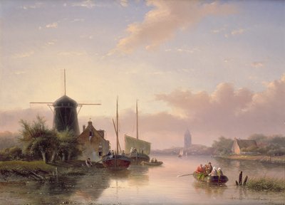 Letni krajobraz o zachodzie słońca, 1858 autorstwa Jan Jacob Spohler