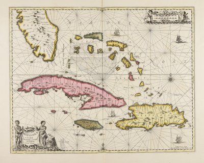 Insularum Hispaniolae et Cubae cum insulis circum jacentibus accurata delineatio autorstwa Jan Janssonius