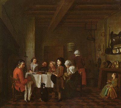 Scena wewnętrzna, rodzinny posiłek autorstwa Jan Josef the Elder Horemans