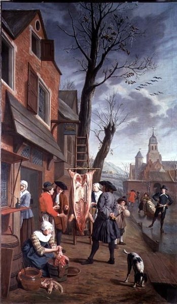 Poza rzeźnikiem (jeden z serii czterech) autorstwa Jan Josef the Younger Horemans