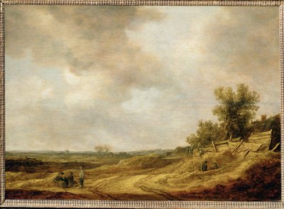 Płaski krajobraz (obraz na drewnie dębowym) autorstwa Jan Josephsz van Goyen