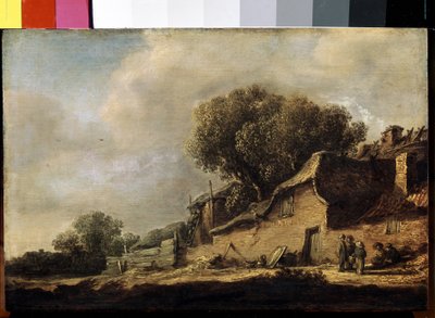 ""Paysage a la chaumiere et au chene"" (Pejzaż z chłopską chatą i dębem) Obraz Jana Józefa van Goyena (1596-1656) 1634 wym. 87x105 cm Ermitaż, Sankt Petersburg autorstwa Jan Josephsz van Goyen