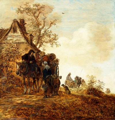 Chłopi w wozie pod chatą Jan Józefsz, 1651 autorstwa Jan Josephsz van Goyen