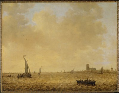 Pejzaż morski. Widok na Dordrecht w tle (olej na płótnie) autorstwa Jan Josephsz van Goyen
