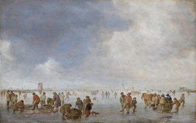 Zimowa scena na lodzie (olej na panelu) autorstwa Jan Josephsz van Goyen