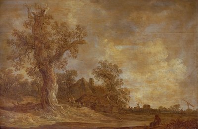 Zalesiony krajobraz z postaciami i dębem autorstwa Jan Josephsz van Goyen