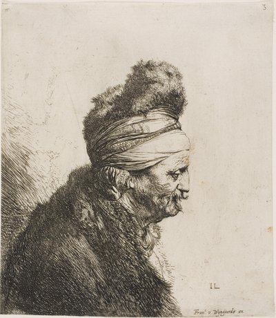 Popiersie orientalnego mężczyzny zwróconego w prawo autorstwa Jan Lievens