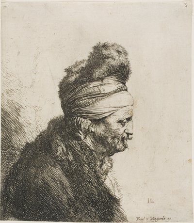 Popiersie orientalnego mężczyzny zwróconego w prawo autorstwa Jan Lievens