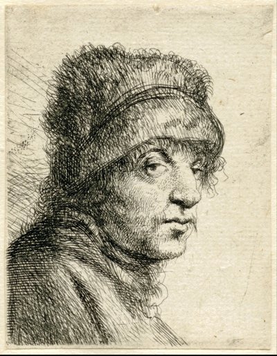 Głowa mężczyzny w kapeluszu Variae Effigies a Joanne Livio (tytuł serii) autorstwa Jan Lievens