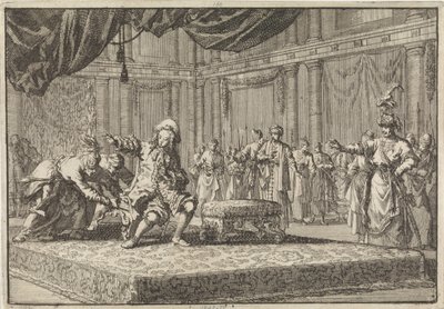 Siedziba, którą postawił obok siedziby wielkiego wezyra, została wyrwana posłowi francuskiemu w Konstantynopolu, 1677 autorstwa Jan Luyken