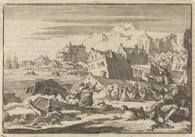 Trzęsienie ziemi na Jamajce niszczące miasto Port Royal, 1692 autorstwa Jan Luyken