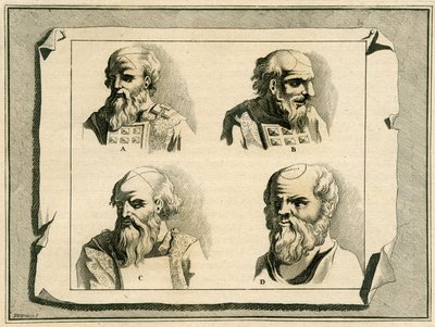 Litery greckie narysowane na głowie arcykapłana jako część inicjacyjnego namaszczenia olejem, 1700 autorstwa Jan Luyken