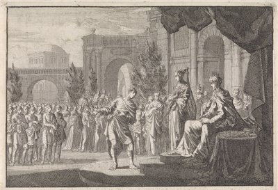 Hyrcanus przed tronem Ptolemeusza Filadelfosa autorstwa Jan Luyken