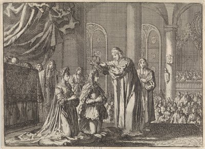 Koronacja Wilhelma III i Marii II Stuart przez arcybiskupa Canterbury, 1689 autorstwa Jan Luyken