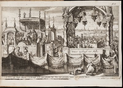 Wielkie Błogosławieństwo Wód w Moskwie (Doroczna ceremonia religijna z procesją) - Dzieło Jana (Johannesa) Luykena (1649-1712), rycina (20,1x30 cm) autorstwa Jan Luyken