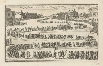 Pogrzeb królowej Marii II Stuart, 1695 Stan Lyk Mary Stuart (tytuł na obiekcie) autorstwa Jan Luyken