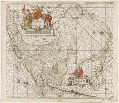 Mapa Zuiderzee i Waddenzee Paskaarte z Zuyder Zee (tytuł na obiekcie) autorstwa Jan Luyken