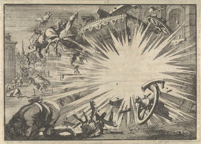 Powóz i konie króla Ludwika XIII zniszczone przez eksplozję piekielnej machiny, ok. 1625 autorstwa Jan Luyken