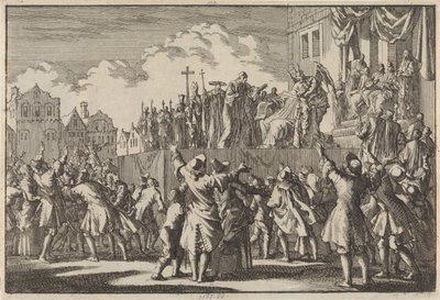 Scena uliczna w Aberdeen szydząca z religii katolickiej, 1689 autorstwa Jan Luyken