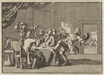 Thomas Tullock, zwolennik króla Jakuba II w Szkocji, zostaje zabity przez nieoczekiwany strzał z pistoletu, 1690 autorstwa Jan Luyken