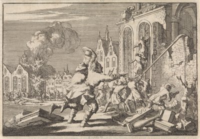 Zniszczenie kaplic katolickich w Londynie, 1688 autorstwa Jan Luyken
