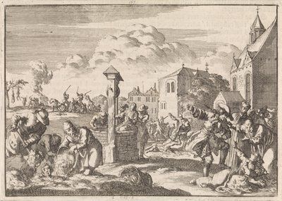 Prześladowania protestantów przez Marsauta w Niort, 1682 autorstwa Jan Luyken