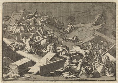Zapada się posadzka kościoła domowego cesarskiego pełnomocnika hrabiego von Bercka, 1697 autorstwa Jan Luyken