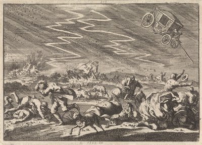 Gwałtowna burza w Donsenhausen w Turyngii, 1674 autorstwa Jan Luyken