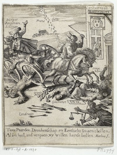 Karykatura przedstawiająca rzekomą francuską postawę Amsterdamu, 1690 autorstwa Jan Marlois