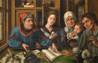 Biuro syndyka czynszowego, 1514 (olej na płótnie przeniesiony z drewna) autorstwa Jan Massys or Metsys